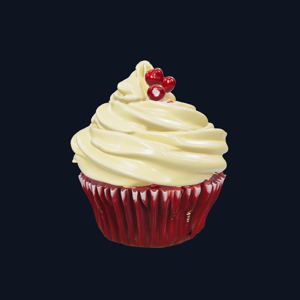 Red Velvet Cupcake with Cream Cheese Frosting model pack